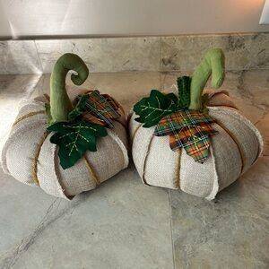 Decorative Fabric Pumpkins with Green Leaves